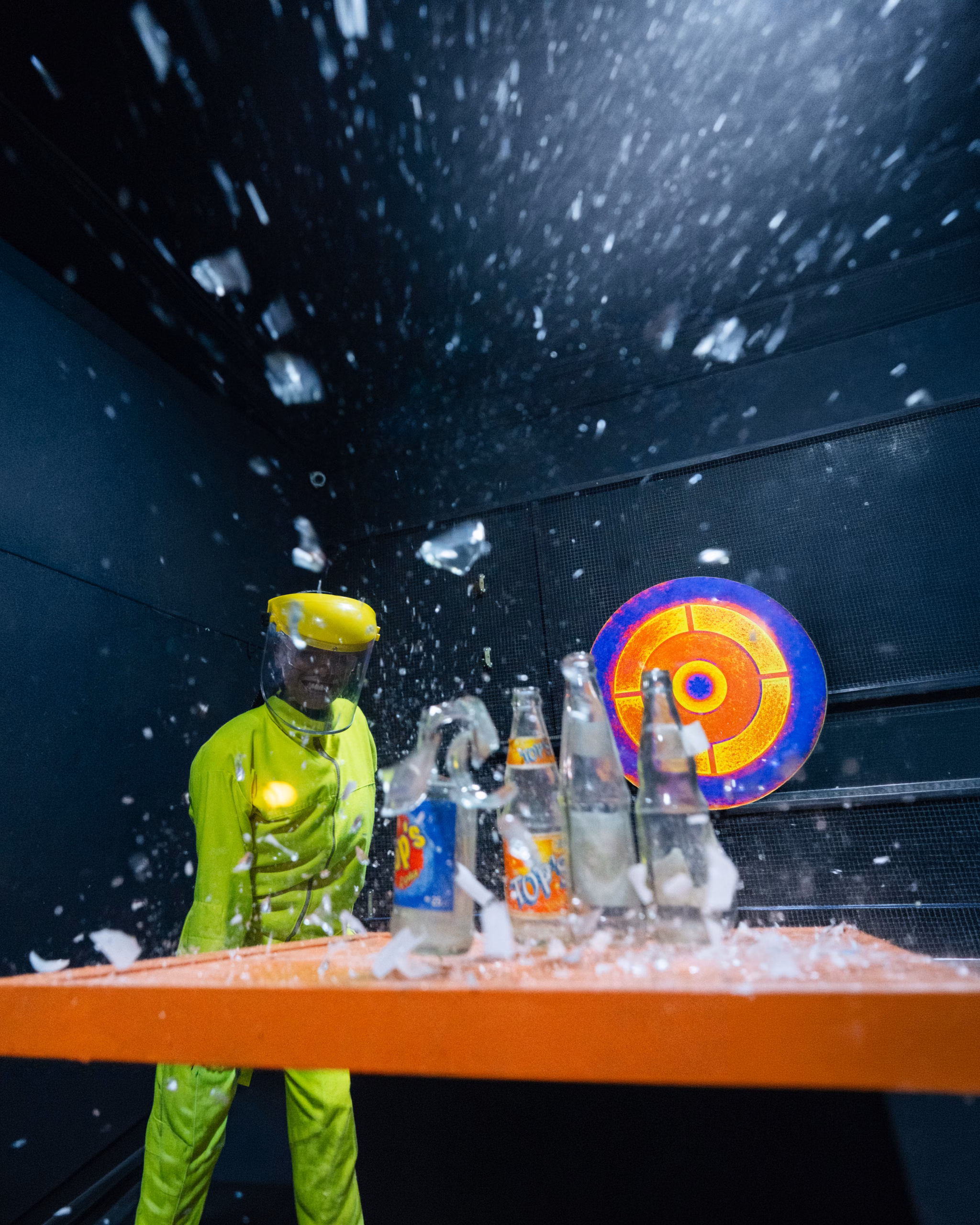 Bottle smashing in Volcano Rage Room Marrakech
