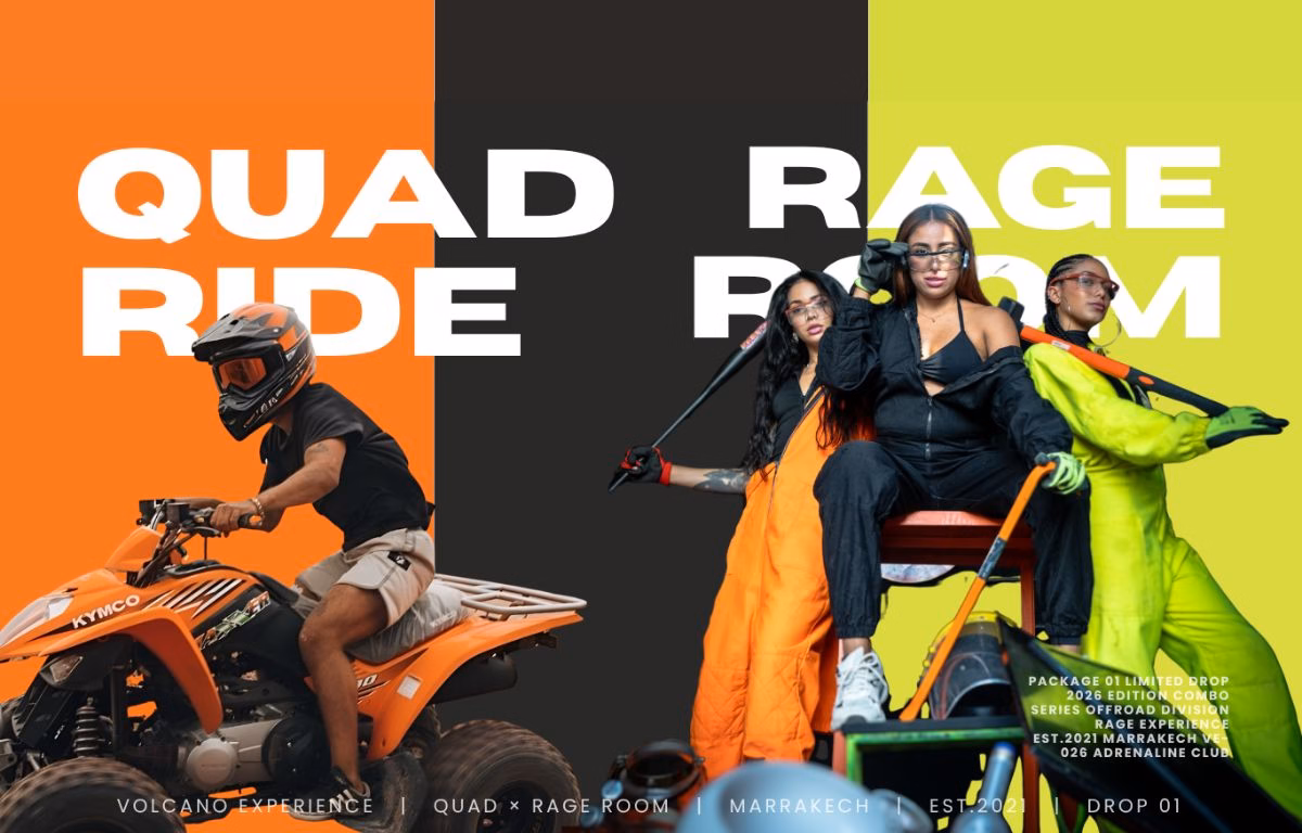 Quad biking and Rage Room combo experience in Marrakech at Volcano Experience