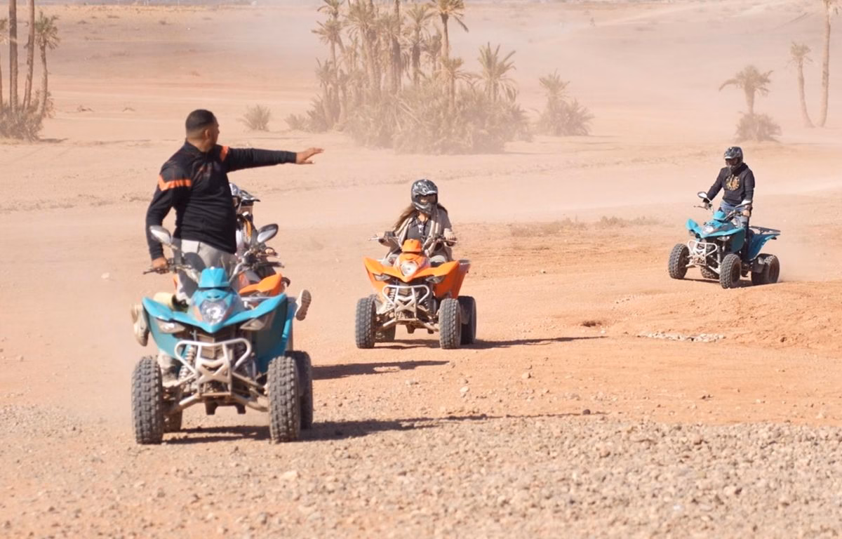 Company group preparing for a guided quad session near Marrakech